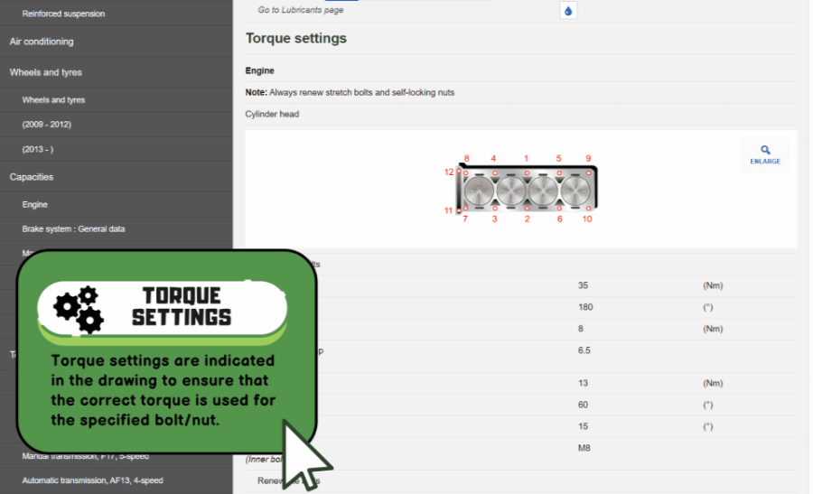 Torque settings